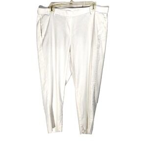 J Jill Womens XL Petite Pull On Cropped Pants Linen Blend White Pockets